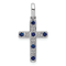 Rhodium Over 14k White Gold Diamond and Sapphire Cross Pendant