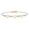 14K Two-tone Oval Link Diamond Cut Beads and Heart Bracelet