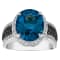Sterling Silver Swiss Blue Topaz With Black Spinel and Lab Created White
Sapphire Ring 6.1ctw