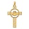 14k Yellow Gold Laser Designed Claddagh Cross Charm