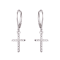 White Diamond Rhodium Over Sterling Silver Cross Earrings 0.19ctw