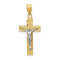 14K Yellow and White Gold Diamond-cut Crucifix Charm
