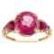 10K Yellow Gold Round Pink Topaz, Ruby, and Diamond Ring 4.82ctw
