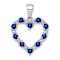 Rhodium Over 10k White Gold Diamond and 0.5 cttw Sapphire Heart Pendant