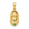 10k Yellow Gold 3D August Birthstone Peridot Simulant Baby Shoe Charm