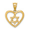 14k Yellow Gold Polished Star of David in Heart Pendant