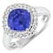 Cushion Cut Violet Tanzanite and White Diamond 14K White Gold Halo Ring
2.23 ctw
