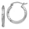 Rhodium Over Sterling Silver Satin Diamond-cut 2.5x18mm Twisted Hoop Earrings