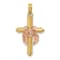 14K Yellow and Rose Gold Cross with Drape Charm