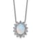 Rhodium Over Sterling Silver Lab Created Opal and Cubic Zirconia Oval
Halo Necklace