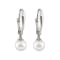 8-8.5mm White Cultured Freshwater Pearl With Diamond 14k White Gold Earrings