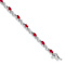 Rhodium Over 10k White Gold Diamond and Ruby Bracelet