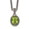 Sterling Silver Antiqued with 14K Accenty Peridot Oval Necklace