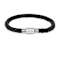 Mens Black Leather Braided Rope Bracelet with Stainless Steel Magnetic Closure