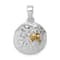 Rhodium Over Sterling Silver Yellow Turtle Crawling In The Sand Pendant