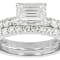 Refined Moissanite Emerald-Cut Ring And Band Set In Platinum-Enhanced
Sterling Silver