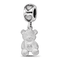Rhodium Over Sterling Silver LogoArt Kappa Delta Teddy Bear Heart Bead