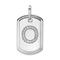 Rhodium Over 14k White Gold Diamond Initial O Dog Tag Charm