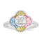 Multi-color Cubic Zirconia Rhodium Over Sterling Silver Clover Ring 1.44ctw
