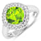 Cushion Cut Green Peridot and White Diamond 14K White Gold Halo Ring
2.26 ctw