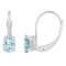 6x4mm Oval Aquamarine Rhodium Over 10k White Gold Drop Earrings