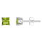 4mm Princess Cut Peridot 14k White Gold Stud Earrings