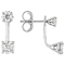 Moissanite Studs With Earring Jackets In Platinum-Enhanced Sterling Silver