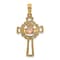 14K Yellow Gold and 14k Rose Gold Textured Claddagh Cross Charm