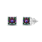 Multi-color Cubic Zirconia 14k White Gold Studs With Velvet Gift Box 4.00ctw
