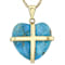 Turquoise Heart Pendant Necklace In 18K Gold Over Sterling Silver 20x19mm