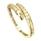 Emerald Color CZ Serpent Bypass Cuff Bracelet In 14K Gold Over Brass