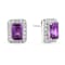 Purple Amethyst with Moissanite Accents Rhodium Over Sterling Silver
Halo Stud Earrings