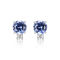 Blue Lab Created Sapphire Rhodium Over Sterling Silver Earrings