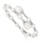 Rhodium Over Sterling Silver 5-6mm and 8mm White Freshwater Cultured
Pearl Coil Bangle