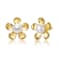 Pear Shape Freshwater Pearl Daisy Stud Earrings In 14K Gold Over
Sterling Silver