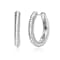 Scalloped Hoop Earrings In Rhodium Over Brass