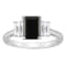 8x6mm Emerald Cut Black Onyx And White Topaz Rhodium Over Sterling
Silver 3-Stone Ring
