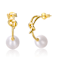 Pear Shape Freshwater Pearl Love Knot Half-Hoop Earrings In 14K Gold
Over Sterling Silver