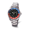 Charles Hubert Stainless Steel Black Dial Red/Blue Bezel Watch