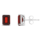 8x6mm Rectangular Octagonal Garnet Rhodium Over Sterling Silver Stud Earrings