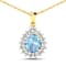 2.30ctw 14K Yellow Gold Pear  Aquamarine and White Diamond Pendant with
18 inch Cable Chain