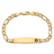 14k Yellow Gold Medical Soft Diamond Shape Red Enamel Figaro Link ID Bracelet