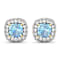 1.50ctw 14K Yellow Gold Cushion Aquamarine and White Diamond Halo Earrings