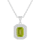 8x6mm Emerald Cut Peridot And White Topaz Rhodium Over Sterling Silver
Double Halo Pendant w/Chain