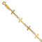 14k Yellow Gold Polished Diamond-Cut Crosses Bracelet