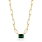 Sterling Statements 14K Yellow Gold Over Sterling Silver Green CZ
Necklace with Paperclip Chain