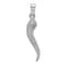 Rhodium Over 14k White Gold Brushed 3D Italian Horn Pendant