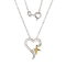 White Diamond Simulant Rhodium and 18k Yellow Gold Over Silver Heart
Pendant 0.21ctw