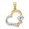 14K Two-tone Gold Cherub On Heart Pendant