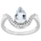 Pear Shape Aquamarine And Zircon Accent Ring In Sterling Silver